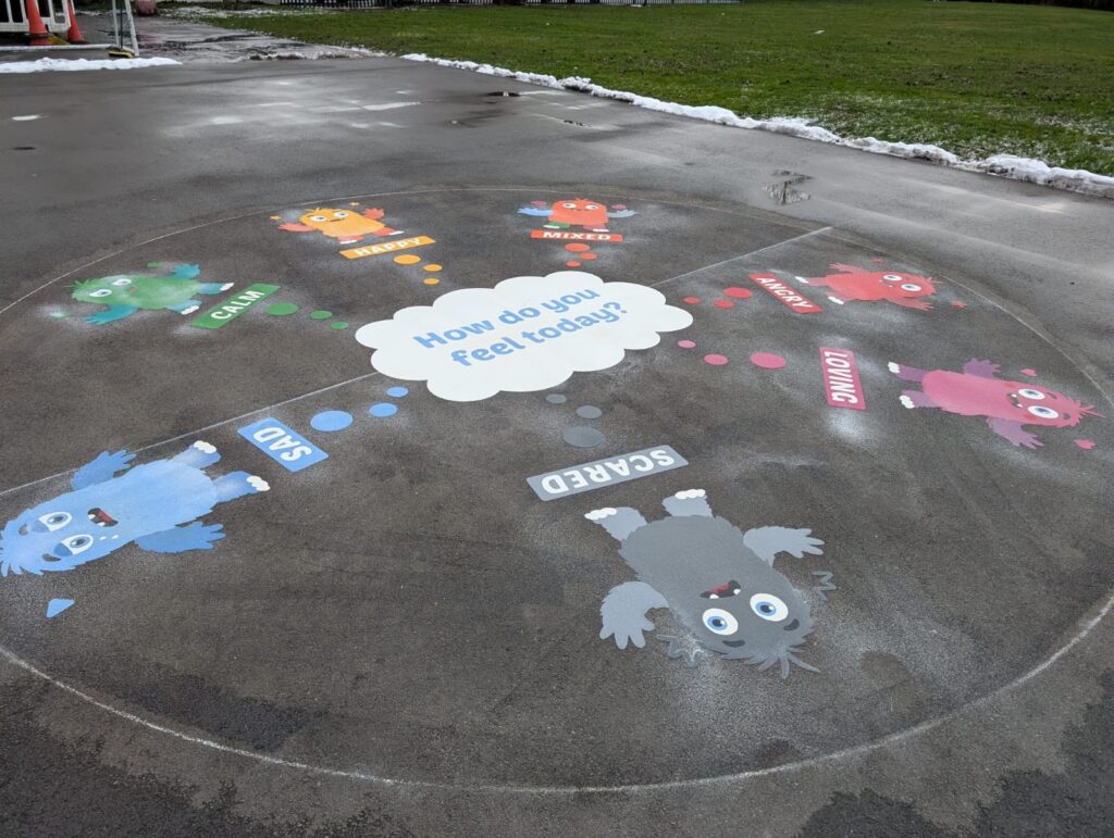 Colour Creatures markings in bright primary colours for an EYFS play area