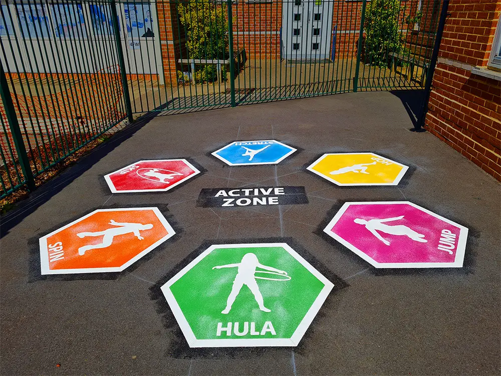 Active Zone thermoplastic playground marking at a UK school
