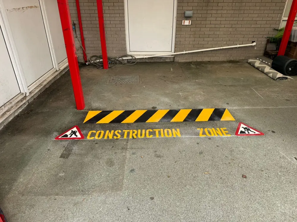 Construction Zone thermoplastic playground marking at a UK school