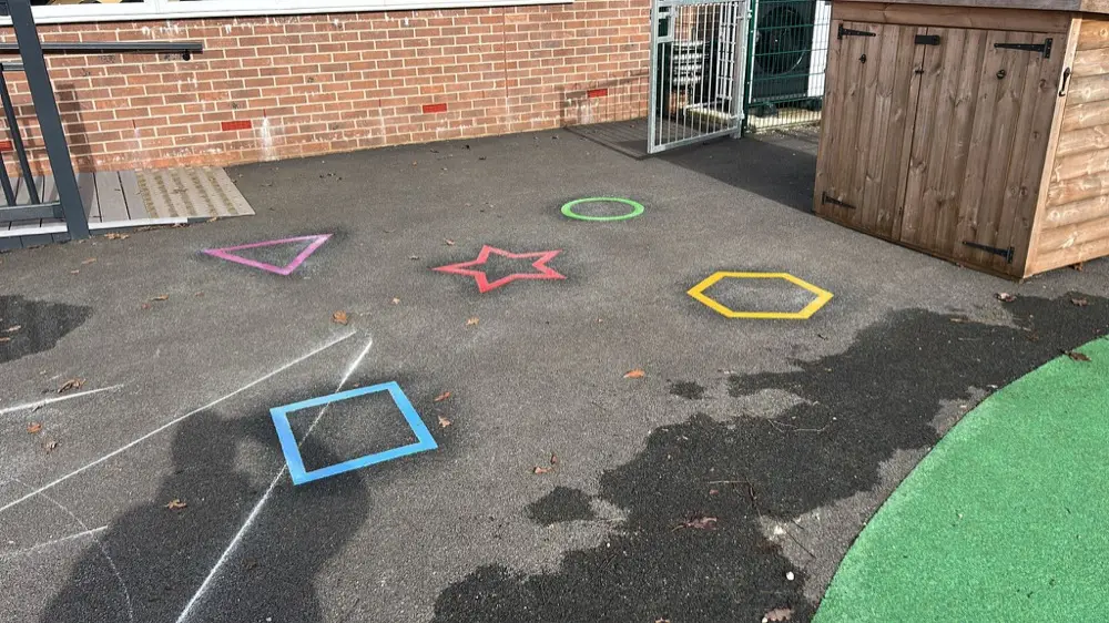 Shape Assortment Outline thermoplastic playground marking at a UK school