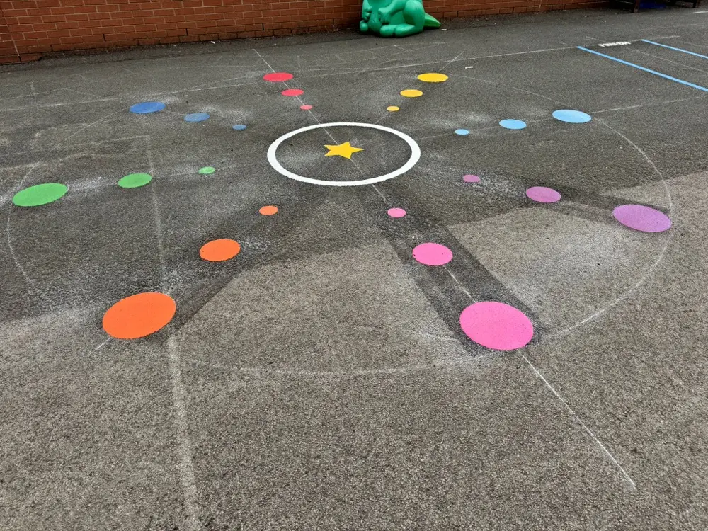 Piggy in the Middle thermoplastic playground marking at a UK school