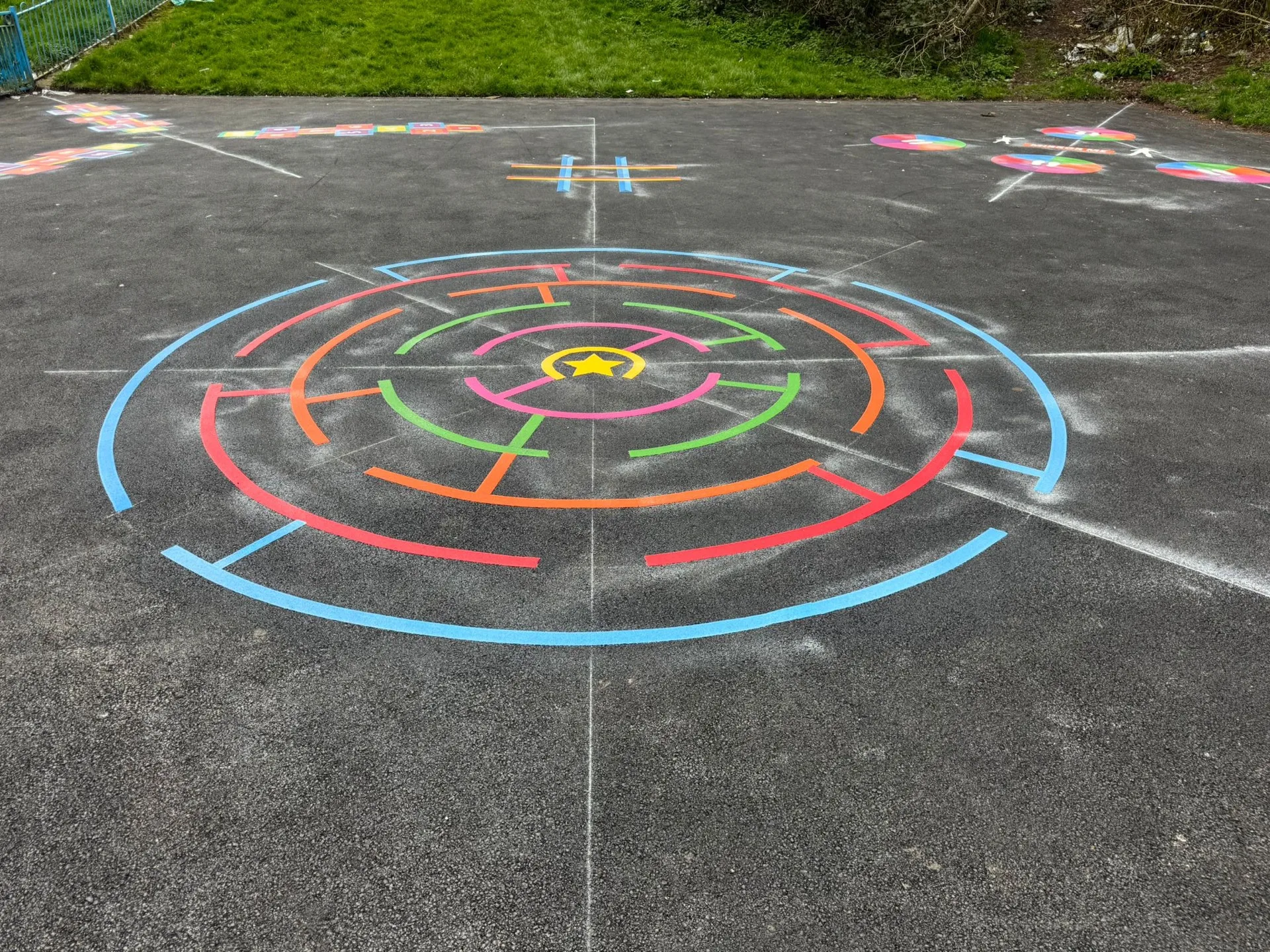 Real maze markings installed on a school playground