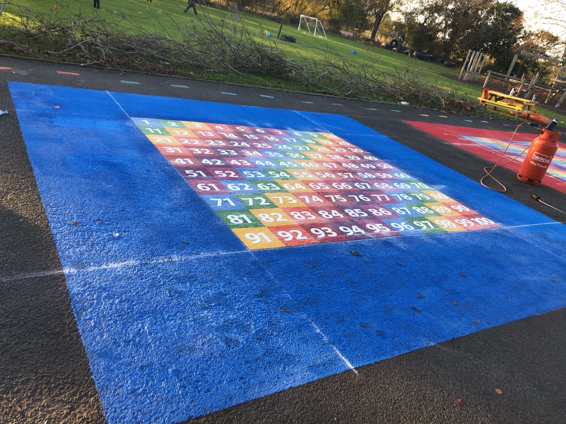 Real number grids installed on a school playground