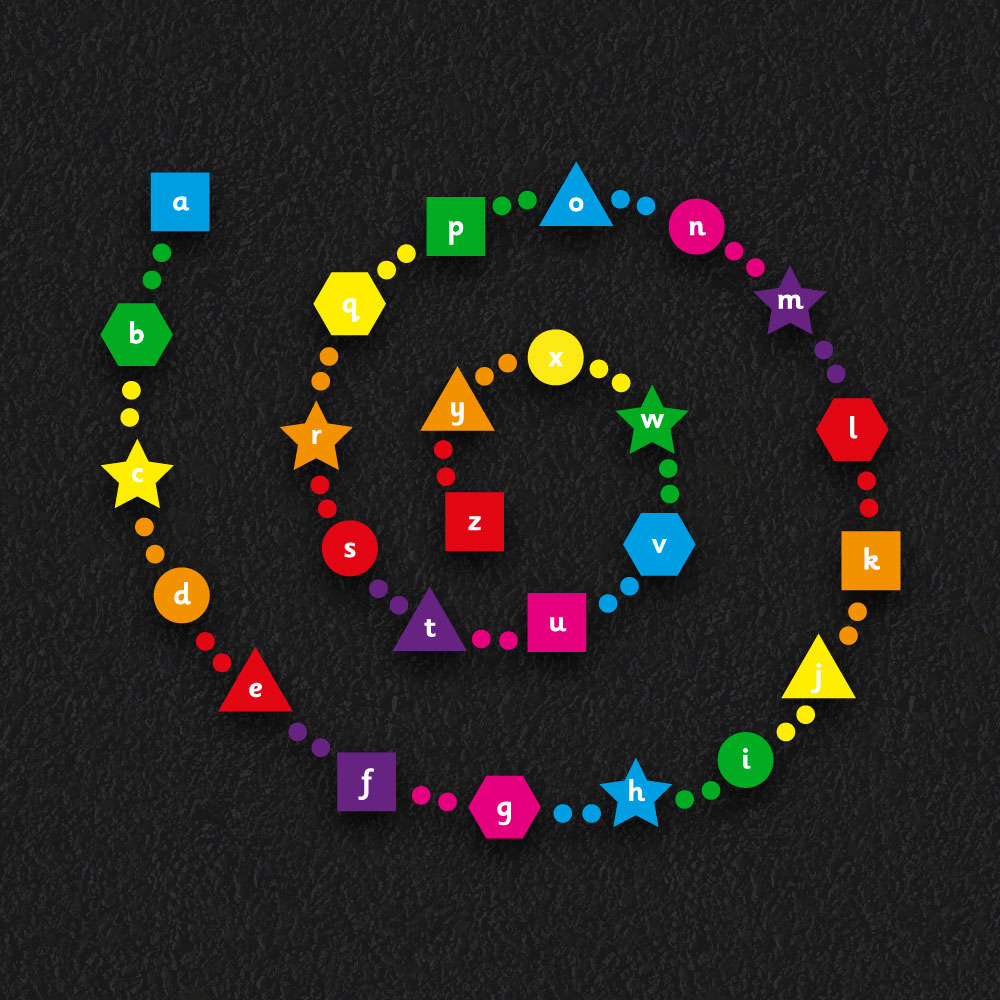 Alphabet Spiral thermoplastic playground marking