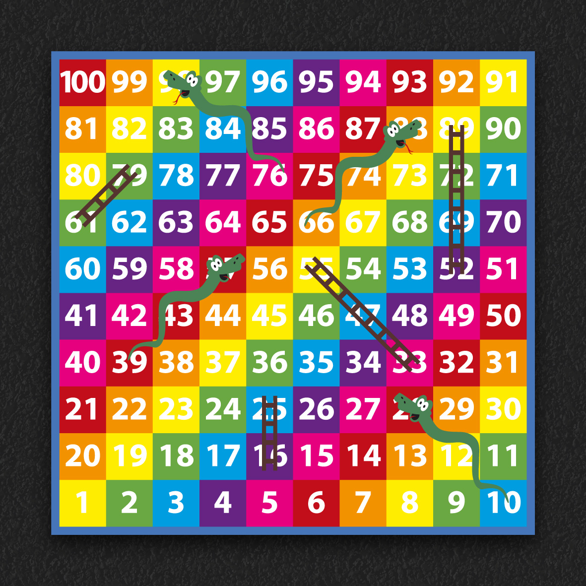 1-100 Snakes & Ladders thermoplastic playground marking